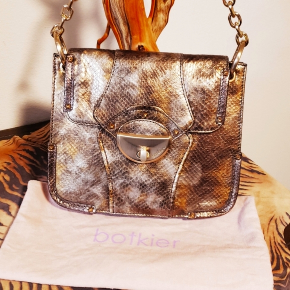 Botkier Met. Python Emb. Ltr Matte Gold Accents H… - image 6